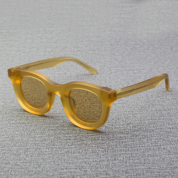 2024 Retro-Sonnenbrille für Damen und Herren, modisch, Acetat, quadratisch, grau, grüner Rahmen, matt gefrostet, UV400, handgefertigte Sonnenbrille