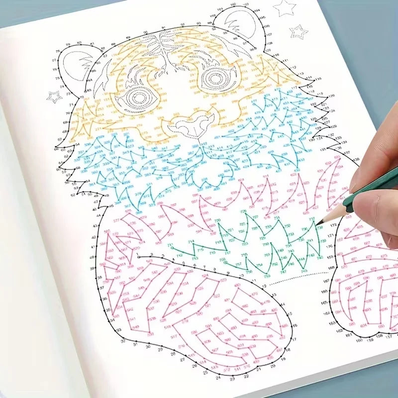 Fortschrittliches Magic Connect-the-Dots-Labyrinth-Spielbuch mit 46 Seiten, Malseiten für Konzentrationstraining, Übungen für logisches Denken