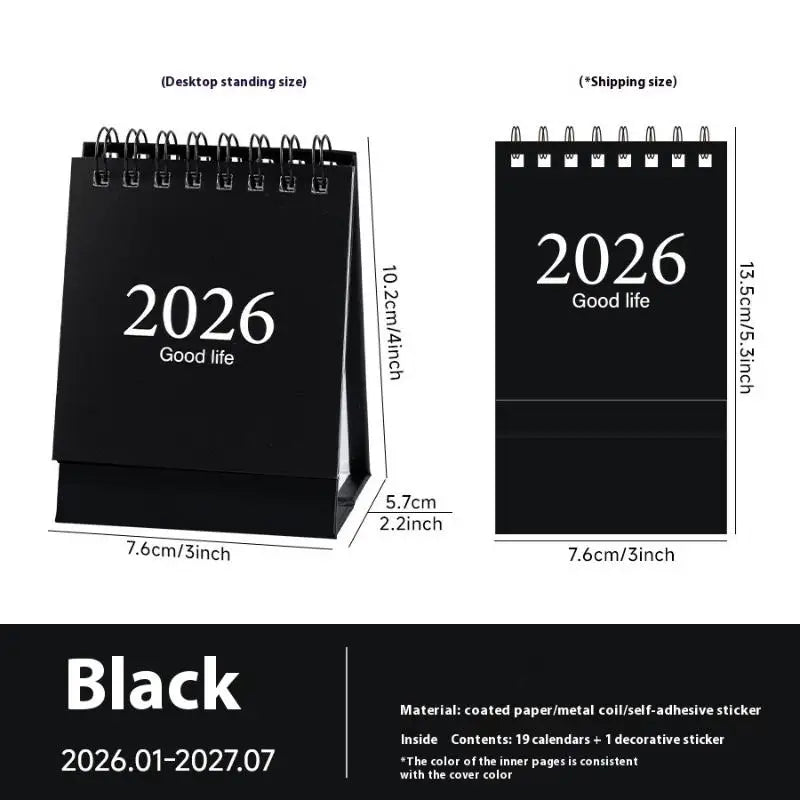 【MAX-55】Mini-Tischkalender 2026, kleiner Stand-Flip-Wochenkalender, kreativer Spulenkalender, Planer für die tägliche Zeitplanplanung
