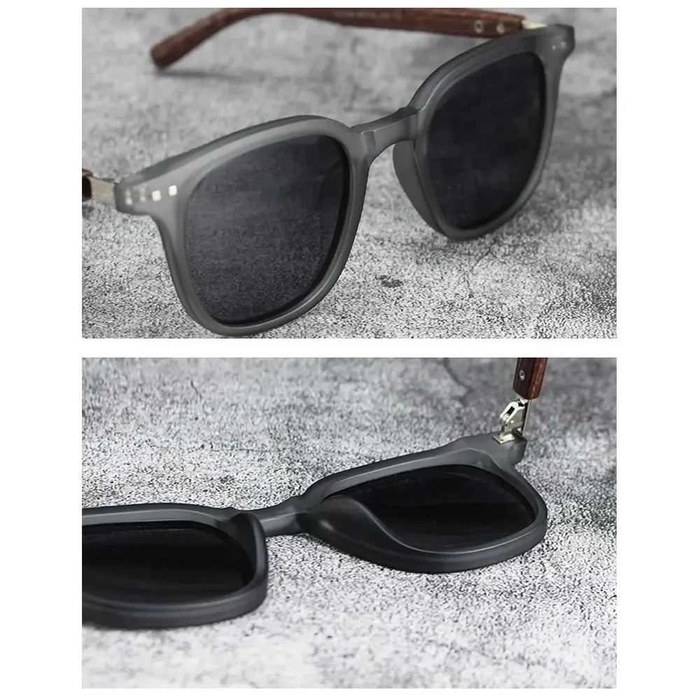 Trendige Retro-Sonnenbrille mit Holzmaserung – polarisierter UV-Schutz für Männer und Frauen, perfekt für Radfahren und Straßenfotografie im Freien