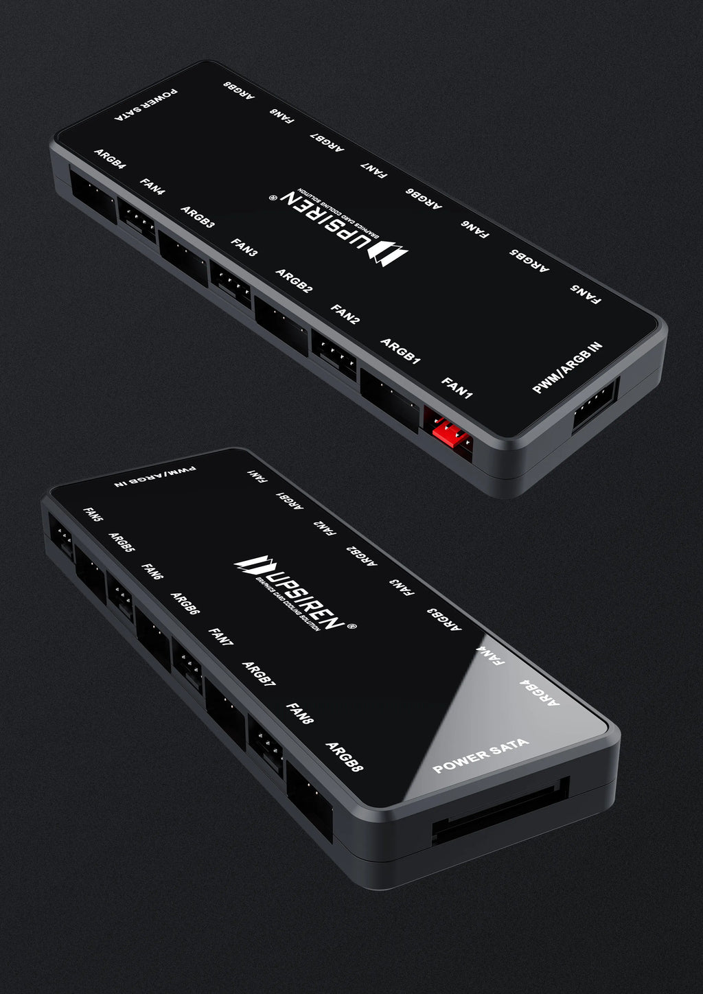 UPSIREN HU-8 Gehäuselüfter-Hub, 8 Sätze ARGB- und PWM-Schnittstellen, magnetisches Unteres Design, unterstützt Motherboard-Synchronisierung