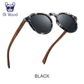 Oi Wood Sonnenbrille Damen Herren Sonnenbrille Walnussholz Runde Brille Rote LinseTortoise Shell Rahmen