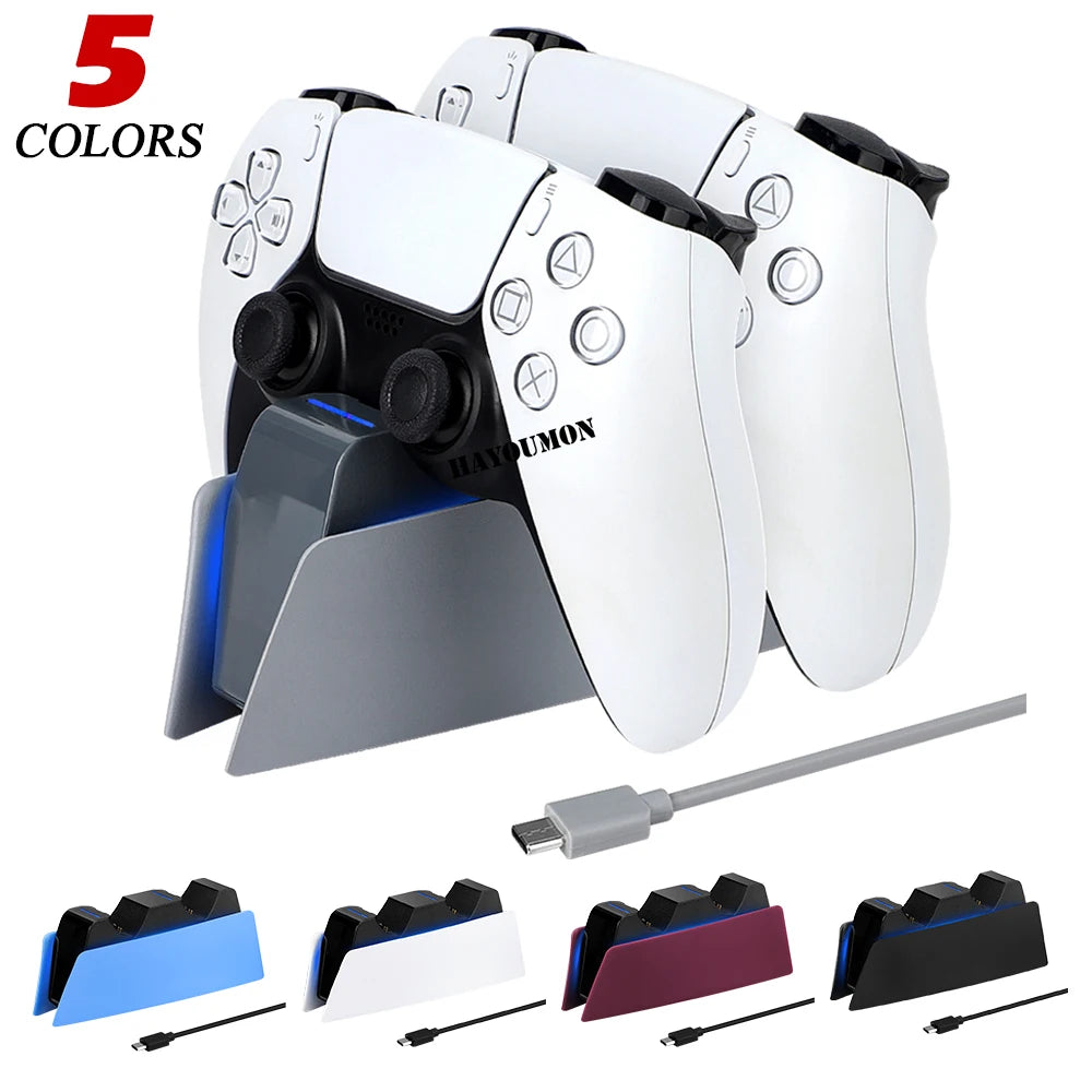 5 FARBEN für PS5-Controller, Ladestation, Dual-Schnellladestation für PS5, Typ C und PS5-Edge-Game-Controller mit LED-Anzeige