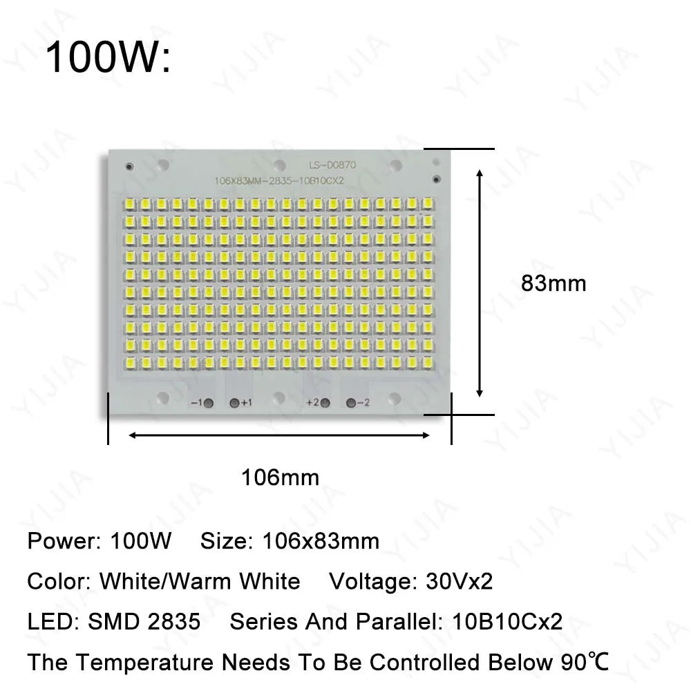 LED-Chip SMD2835 LED-Platine 10W 20W 30W 50W 100W 150W 200W DC30-34V Aluminiumsubstratbeleuchtung Außenflutlichtstrahler