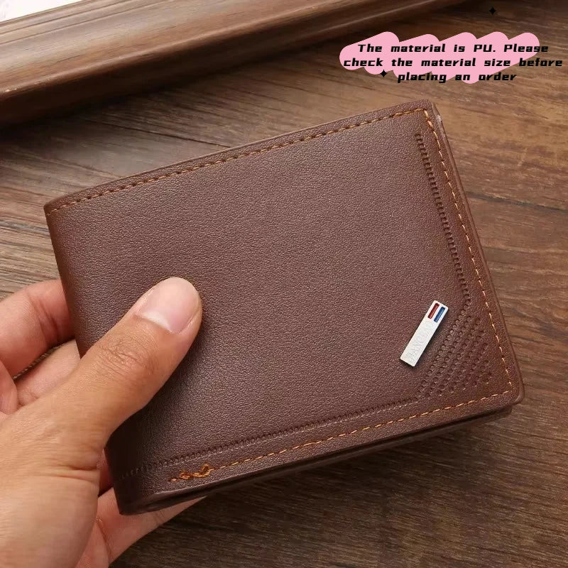 Kurze Herren-Geldbörse aus Leder, dünne Geldbörse, faltbar, minimalistisch, weiches Leder