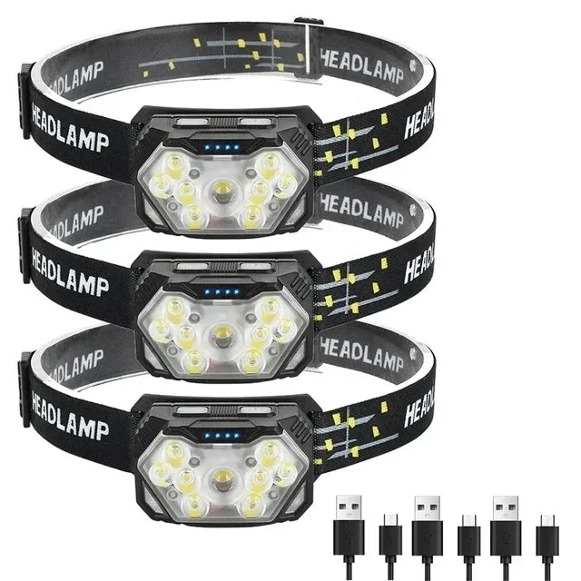 2000 Lumen Led USB Aufladbare Scheinwerfer Motion Sensor Scheinwerfer Wasserdichte Kopf Taschenlampen Outdoor Camping Angeln Kopf Lampe