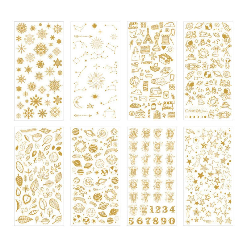 Neue Golden Planet Dekoration Aufkleber Universum Raum Aufkleber für Tagebuch Foto Telefon Diy Scrapbooking Schreibwaren Schule Liefert