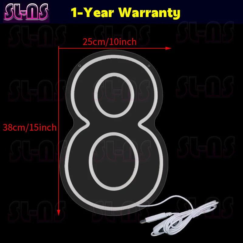 LED-Leuchtreklame mit warmen Farbzahlen, Geburtstags-Acryl-Lichter von 0 bis 9, mit Schalter für Hochzeit, Party, Business, Schönheitssalon, Wanddekoration
