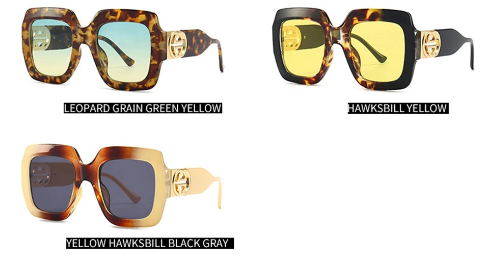 2024 Retro übergroße quadratische Sonnenbrille Frauen Luxusmarke Big Frame Sonnenbrille für Männer Vintage Punk Shades UV400 Tendy Brillen