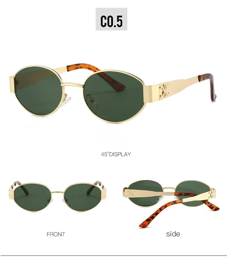 Luxuriöse Metall-Sonnenbrille für Damen und Herren, Unisex, Designer-Mode-Sonnenbrille, oval, Unisex, stilvolle Brillenschirme, UV400