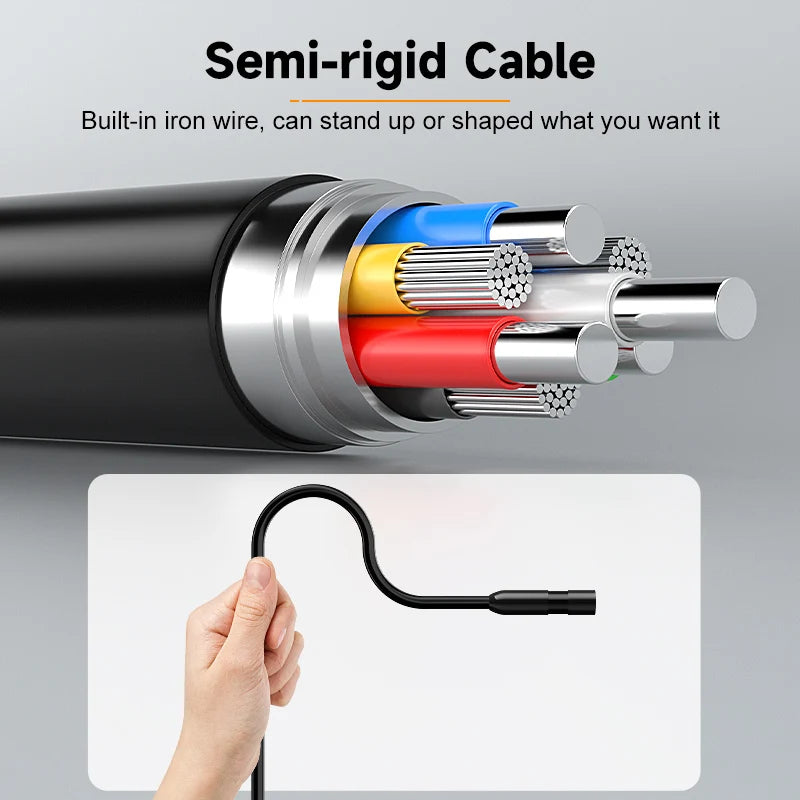 2–100 m Hand-Endoskopkamera, 8 mm, 1080P HD, 4,3 Zoll, geteiltes Design, industrielles Endoskop, IP67, starres Kabel zum Überprüfen von Autohren
