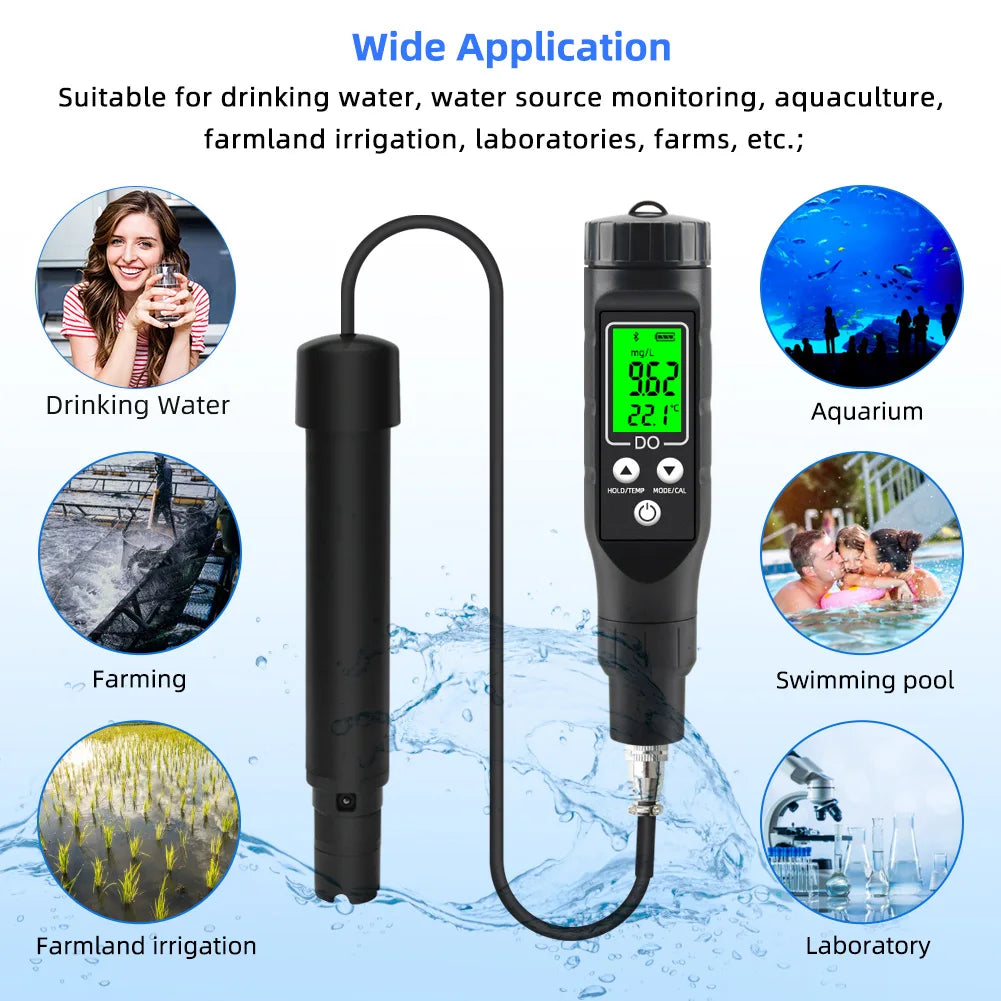 Bluetooth Digital Messgerät für gelösten Sauerstoff Profession eller Analysator für gelösten Sauerstoff Sauerstoff konzentration tester 0,0-40,0 mg/l