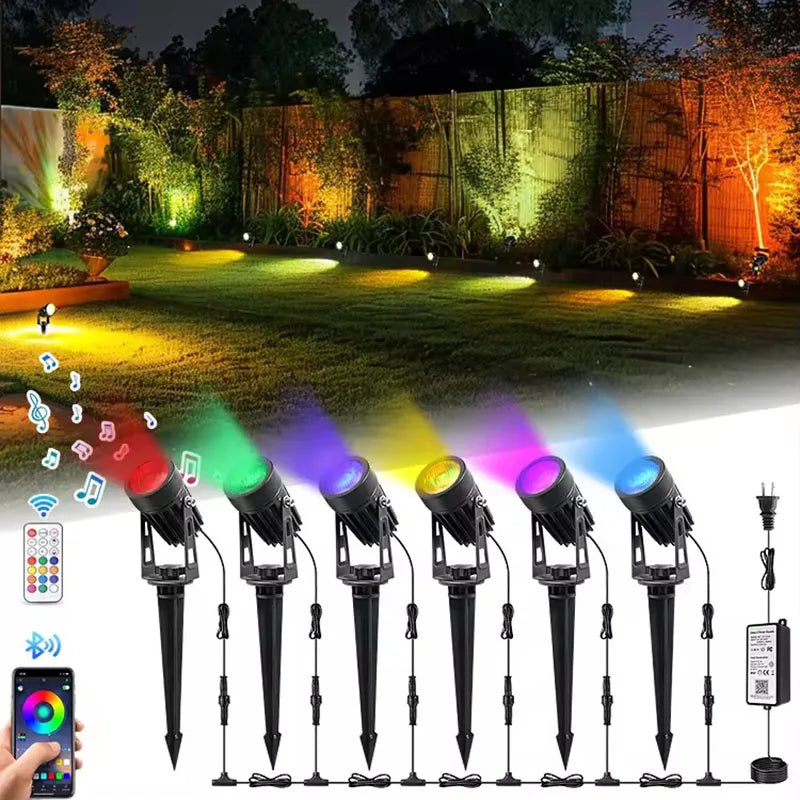 2/4/6/8PCS RGB Smart App LED Garten Lichter Mini Spike Boden Spot Dekorative Garten Beleuchtung