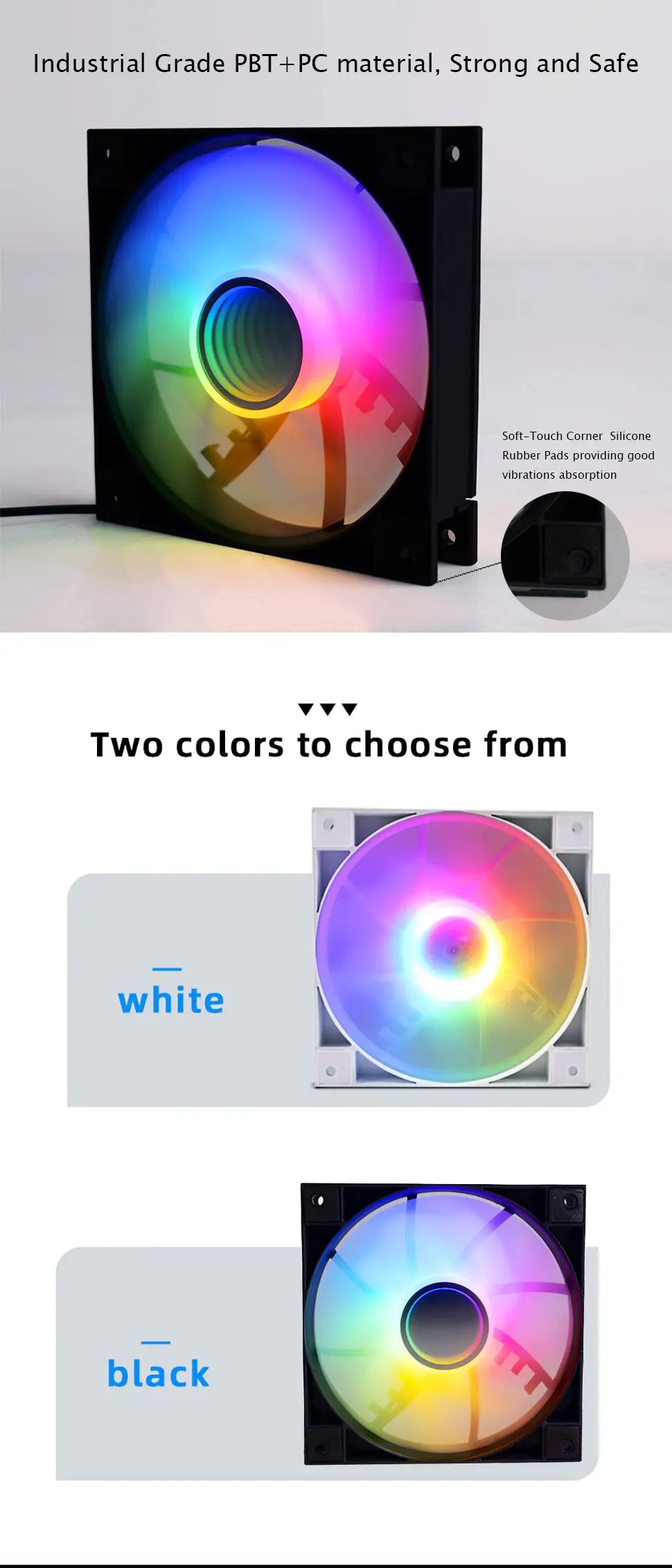 Manmu 120 mm Computergehäuse-Lüfter, stumm, Regenbogen-LED-Licht für Kühler, RGB-Lüfter für PC-Lüfterkühlung