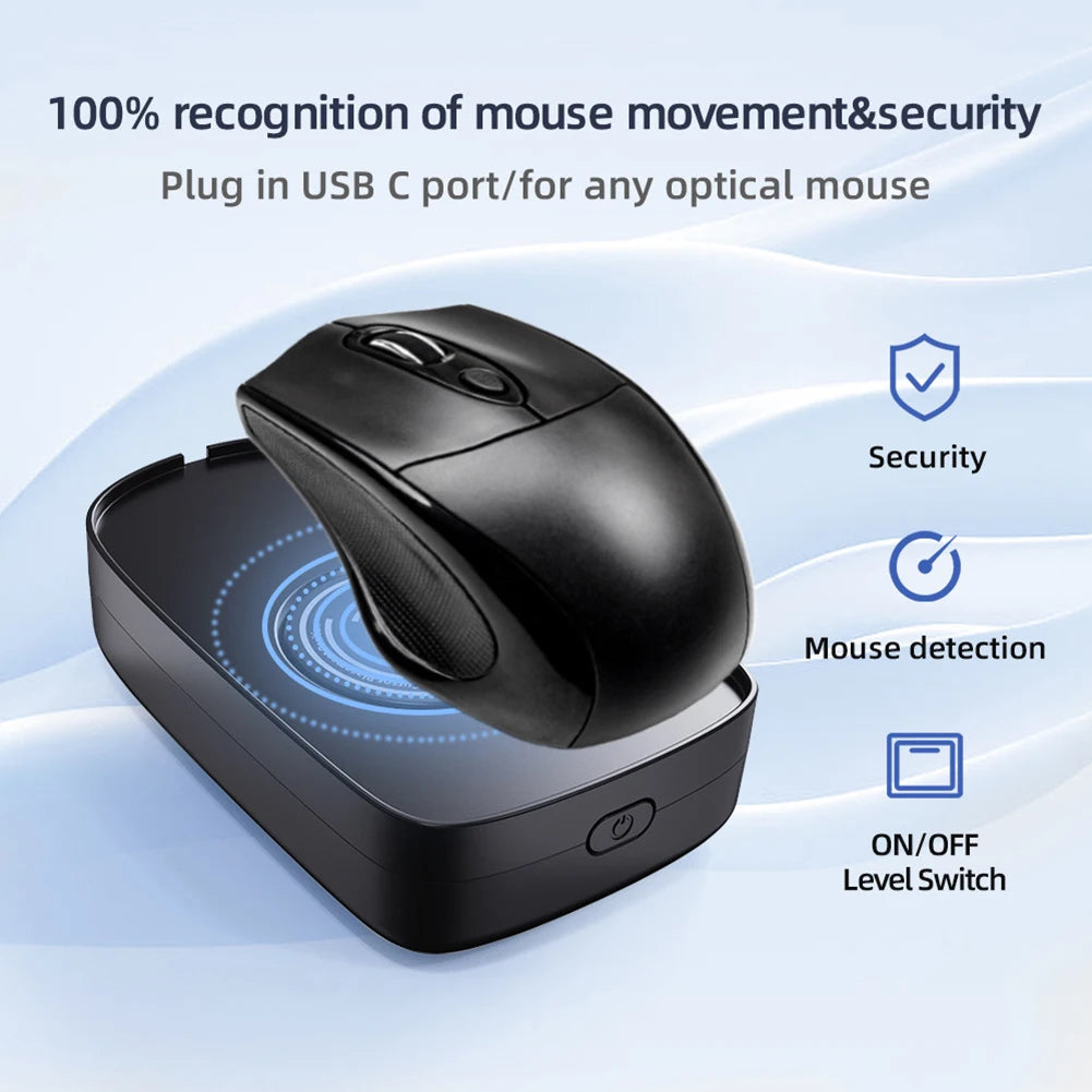 Mouse Mover Jiggler mit Knopf, automatischer Mausbewegungssimulator, 5 V, 1 A, kabelgebundene kabellose Maus, kompatibel zum Erwachen des Computers