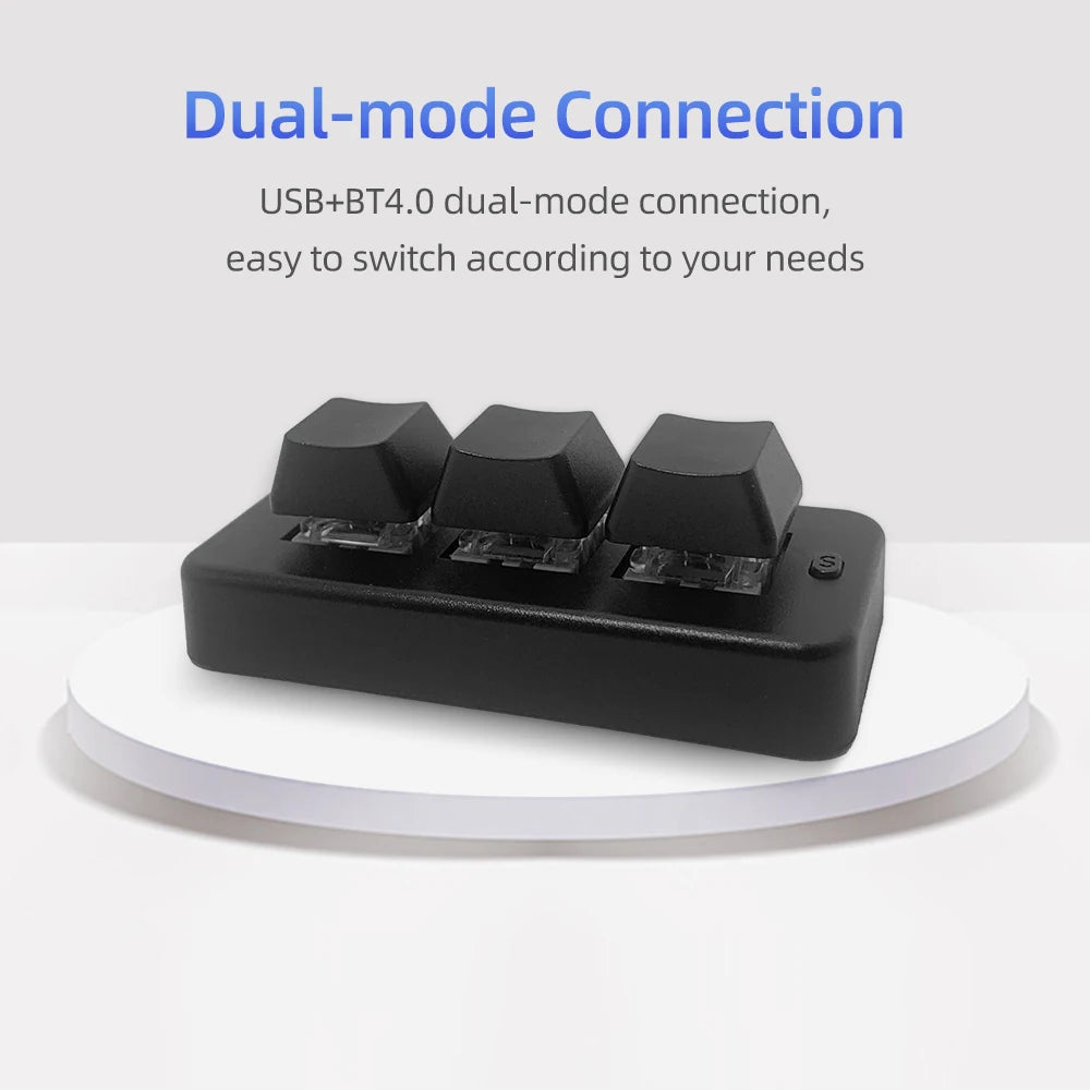 Mk321bt 3-Tasten Mini-Tastatur mit mechanischem blauen Schalter USB BT Dual-Mode-Verbindung für Office-Spiel Multimedia