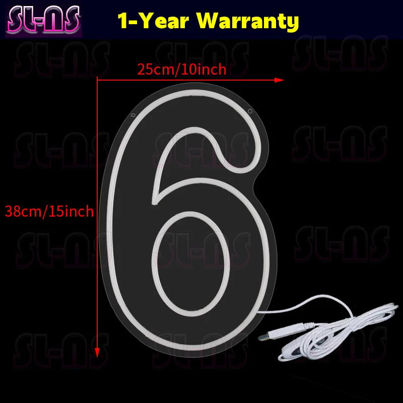 LED-Leuchtreklame mit warmen Farbzahlen, Geburtstags-Acryl-Lichter von 0 bis 9, mit Schalter für Hochzeit, Party, Business, Schönheitssalon, Wanddekoration