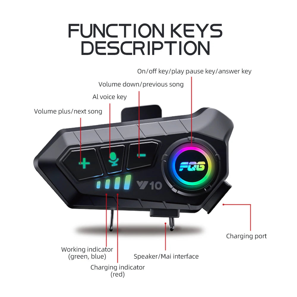 Bluetooth 5,3 Helm Headset Drahtlose Freisprecheinrichtung Telefon Kit Motorrad Wasserdichte Kopfhörer MP3 Musik Player Lautsprecher für Moto