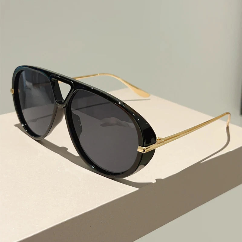KAMMPT Übergroße Piloten-Sonnenbrille, 2025, neu im Vintage-Stil, Doppelsteg-Sonnenbrille, Damen, trendiges Luxus-Markendesign, Outdoor-Sonnenbrille