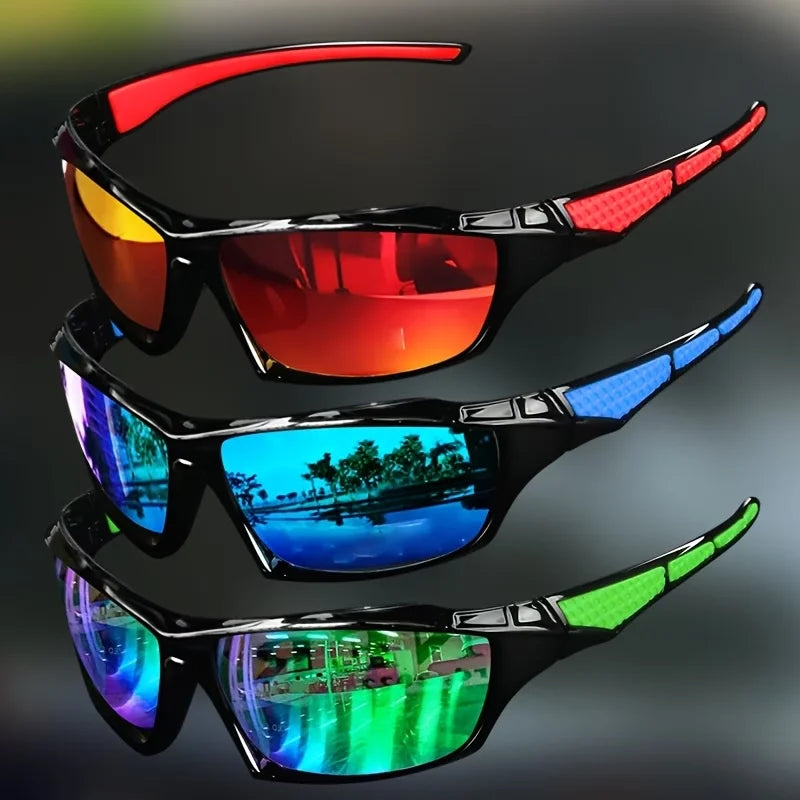 1/3 Stück Sportsonnenbrille für Herren, Leichte Nachtsichtbrille, Fahrrad-, Fahr- und Angelbrille, Modische Verspiegelte Sonnenbrille