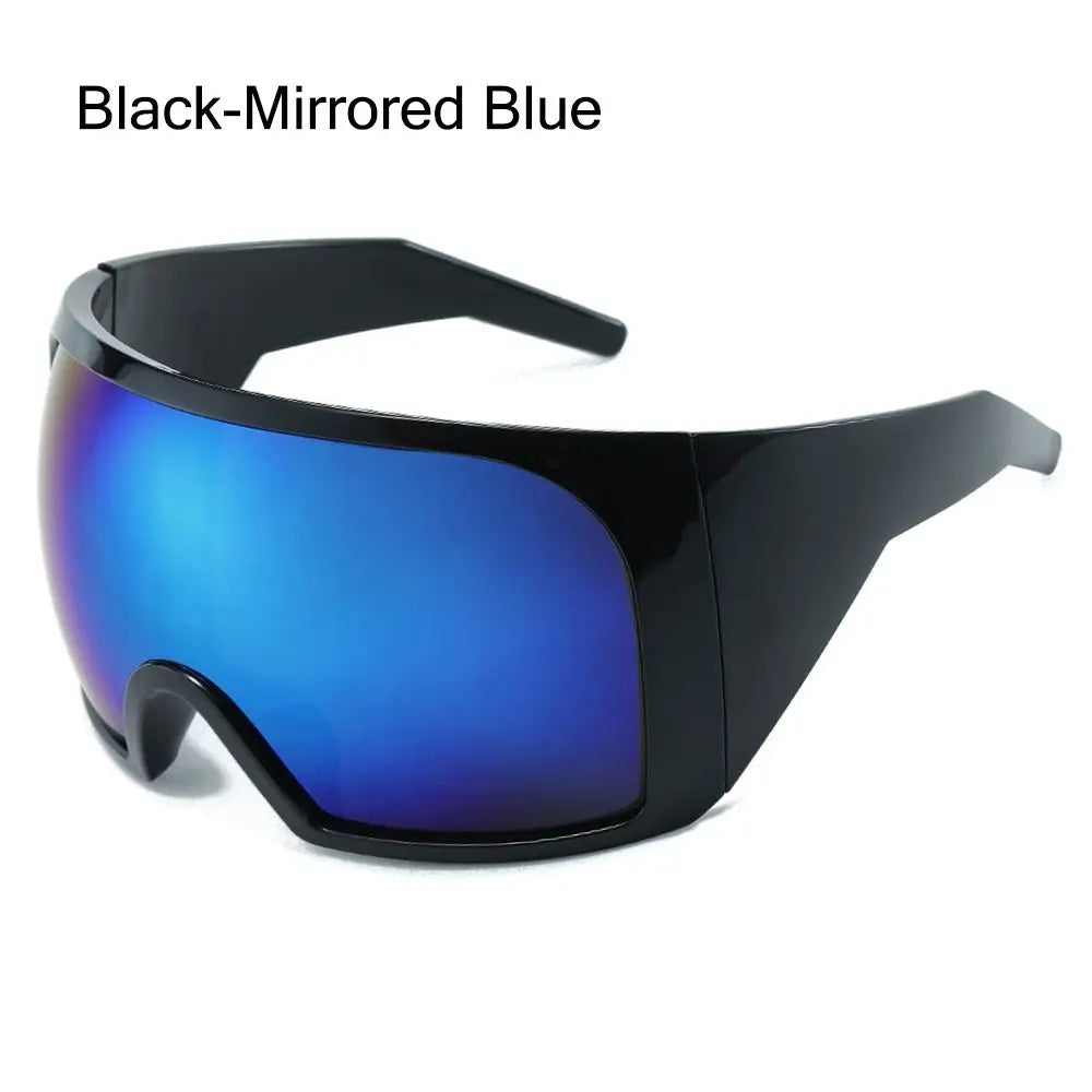 Futuristische Wrap-Around-Sonnenbrille Rave gebogene Linse UV400-Schutz 2000er Brillen übergroße Y2K-Sonnenbrille für Frauen und Männer