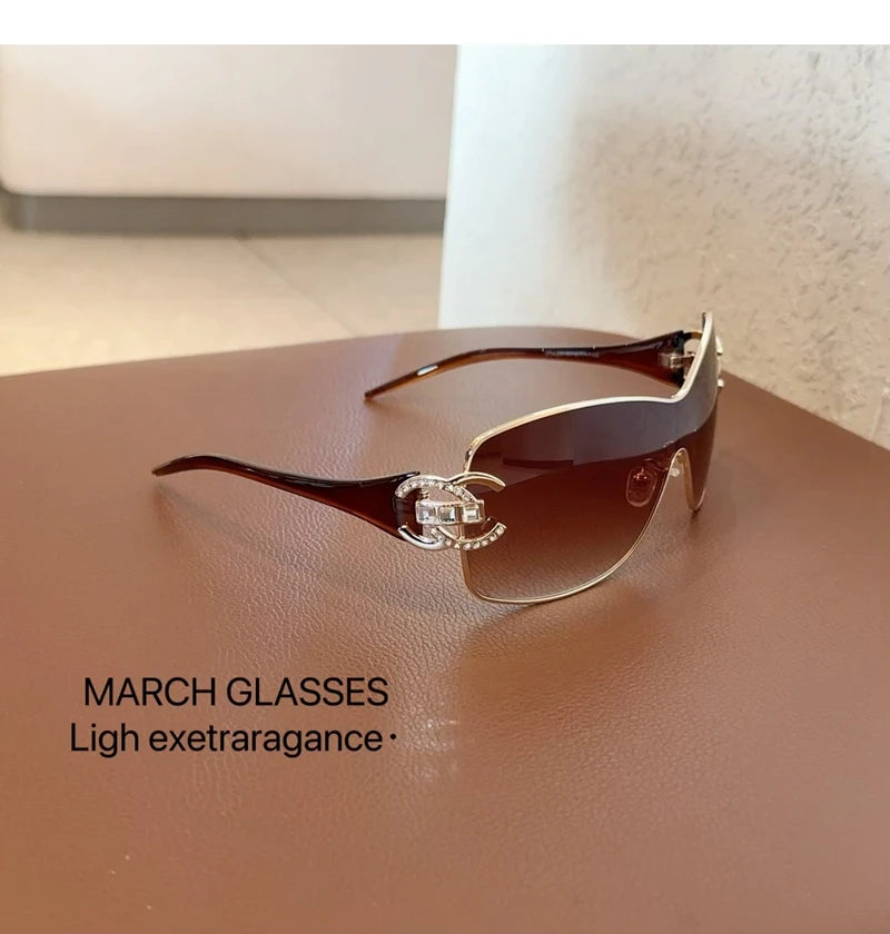 Neue Verbundene Luxus Frauen Sonnenbrille Übergroßen Frau Sonnenbrille Schwarz Brillen Trendy Männer Glas Lentes De Sol Mujer 2025