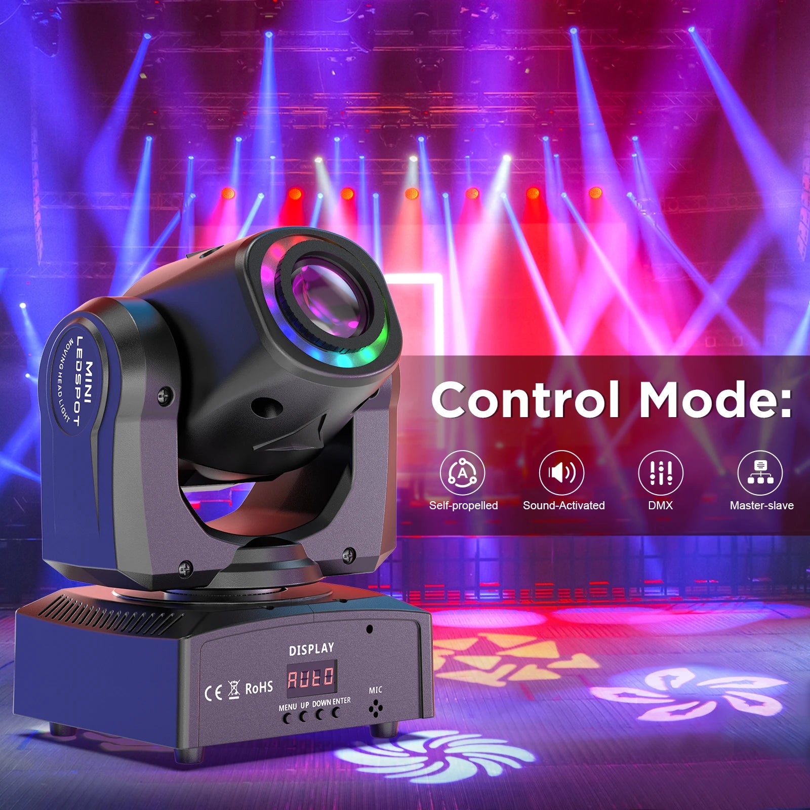 2 Stück 50W Beam Moving Head Licht RGB Farbmischung Musterlichter Bühneneffektbeleuchtung für Disco Show Konzert Party KTV Theater