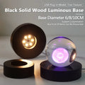 Schwarze runde massivholz leuchtende Basis geschnitzte Kristallkugel Ornament Nachtlicht Glas Keramik Geschenk Lampe Ornament