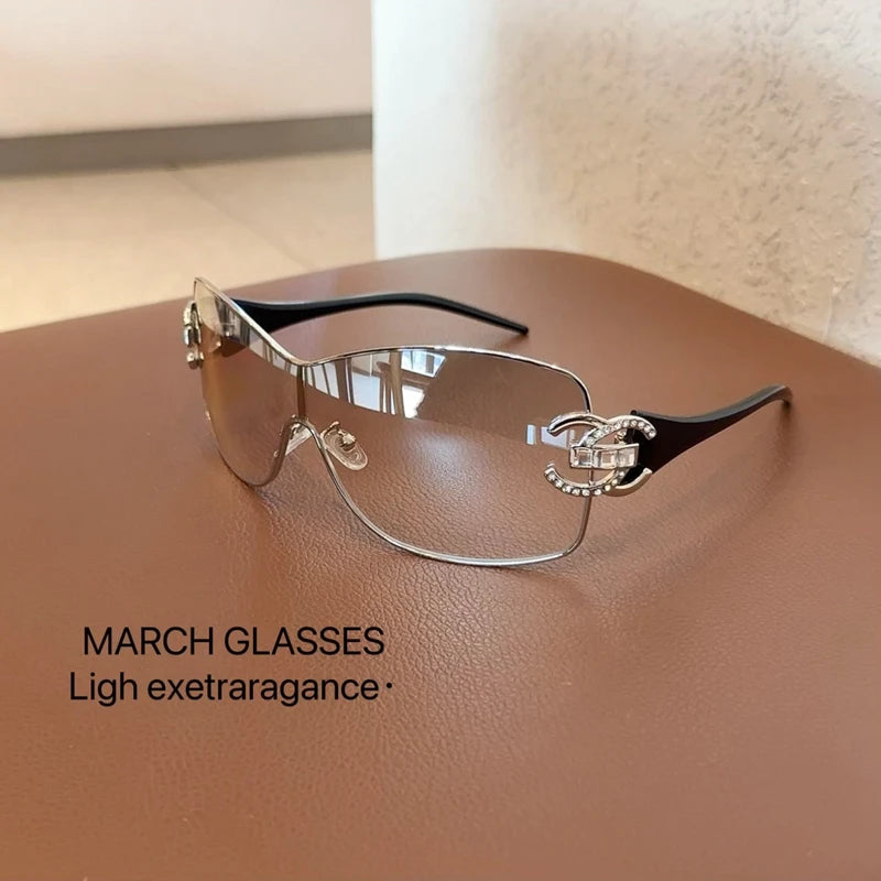 Neue Verbundene Luxus Frauen Sonnenbrille Übergroßen Frau Sonnenbrille Schwarz Brillen Trendy Männer Glas Lentes De Sol Mujer 2025