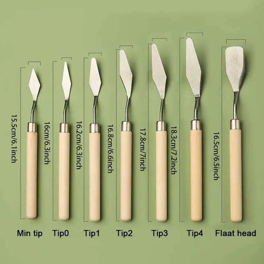 7/14Pcs Edelstahl Ölgemälde Messer Set Künstler Handwerk Spachtel Palette Messer Mischen Messer Schaber Kunst Werkzeuge