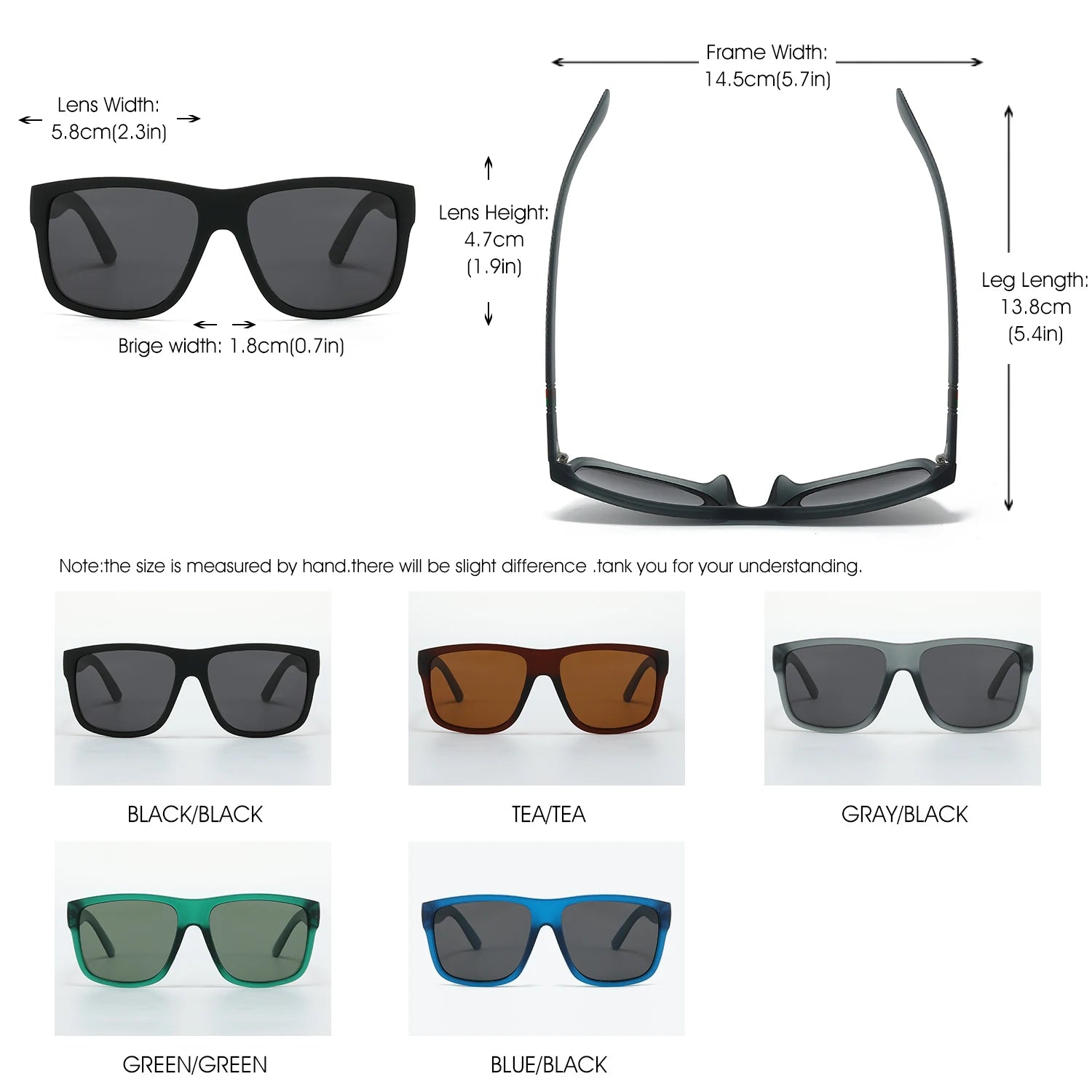 Mode Übergroßen Polarisierte Sonnenbrille Männer Frauen Luxus Fahren Angeln Reise Vintage Quadrat Sonnenbrille Für Mann UV400 Brillen