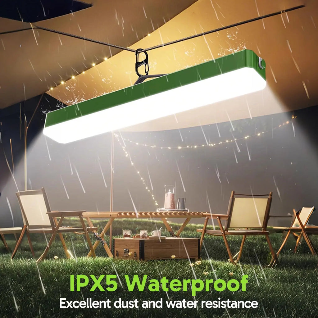 Solar-Campinglaterne – 5400 mAh Powerbank, 2500 lm, IPX5 wasserdicht, 4 Modi und magnetischer Haken – tragbare Camping-Lichtleiste für Zelt