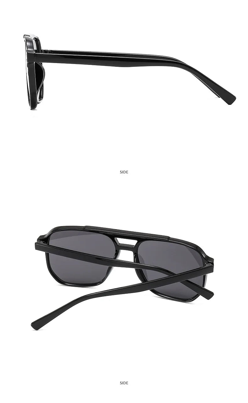Vintage Quadratische Sonnenbrille für Frauen Männer Dicker Rahmen Doppelte Brücken Brillen Weibliche Chic Polygon Sonnenbrille UV400 Shades
