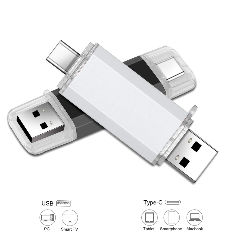 Typ-C 2 IN 1 Hochgeschwindigkeits-OTG-USB-Flash-Laufwerk TYP C Pen Drive 128 GB 64 GB 32 GB 16 GB 8 GB 4 GB Pendrive USB 2.0 Memory Stick