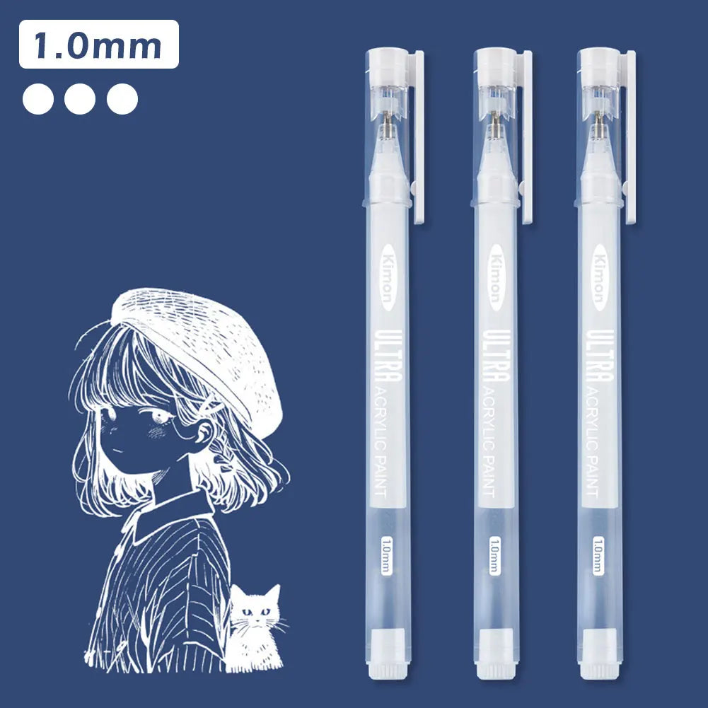 1-5 Teile/satz Klassische Weiße Tinte Gel Stift Highlight Marker Weiße Tinte Verschiedene Punkt Feine Medium Bold für Journaling kunst Zeichnung