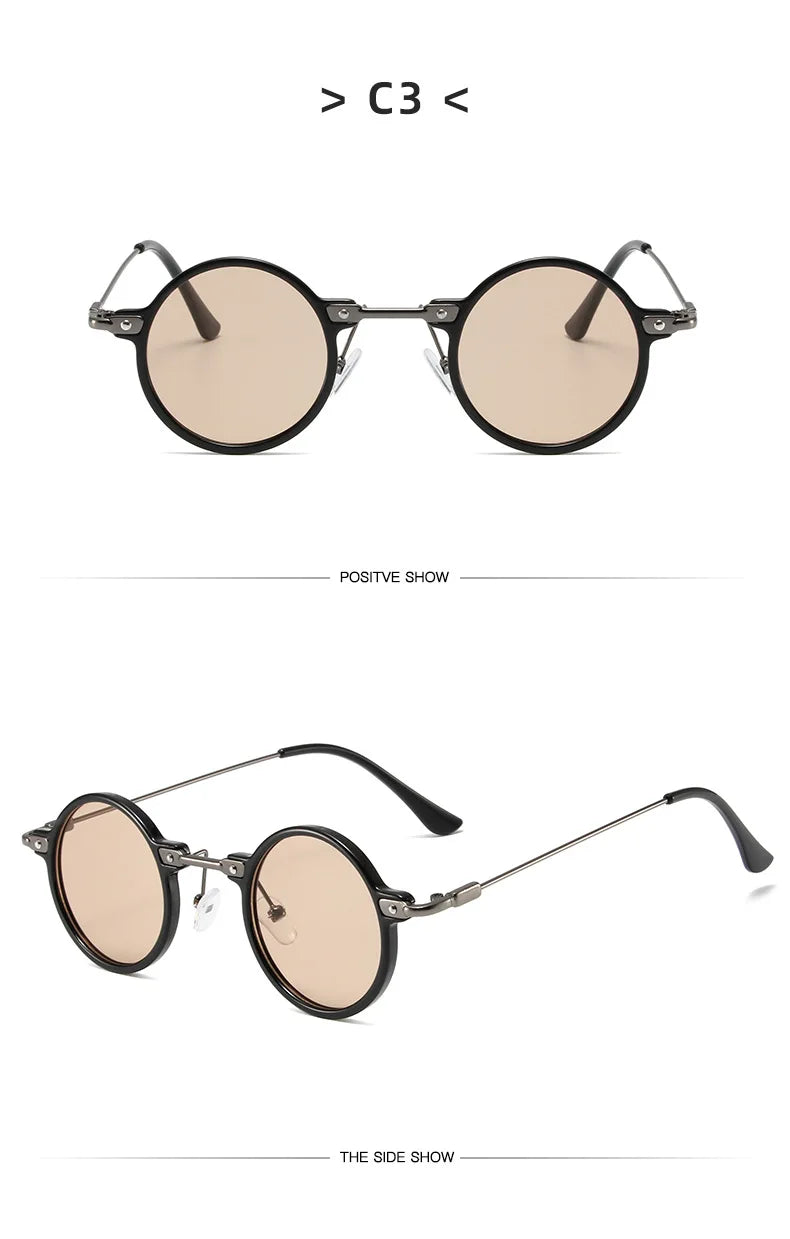 Runde Sonnenbrille für Männer Frauen Retro Steampunk Sonnenbrille männlich weiblich Marke Designer Metallrahmen Brillen Sonnenbrillen oculos de sol