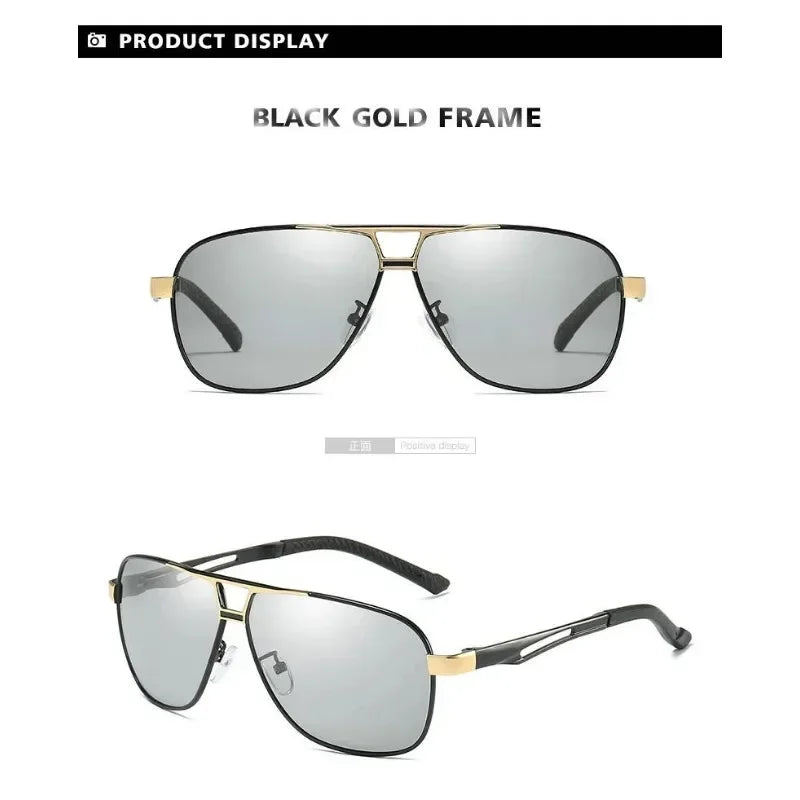 1PC Top Aluminium Magnesium Platz Polarisierte Photochrome Sonnenbrille Männer Sonnenbrille Sicherheit Fahren Oculos De Sol Masculino