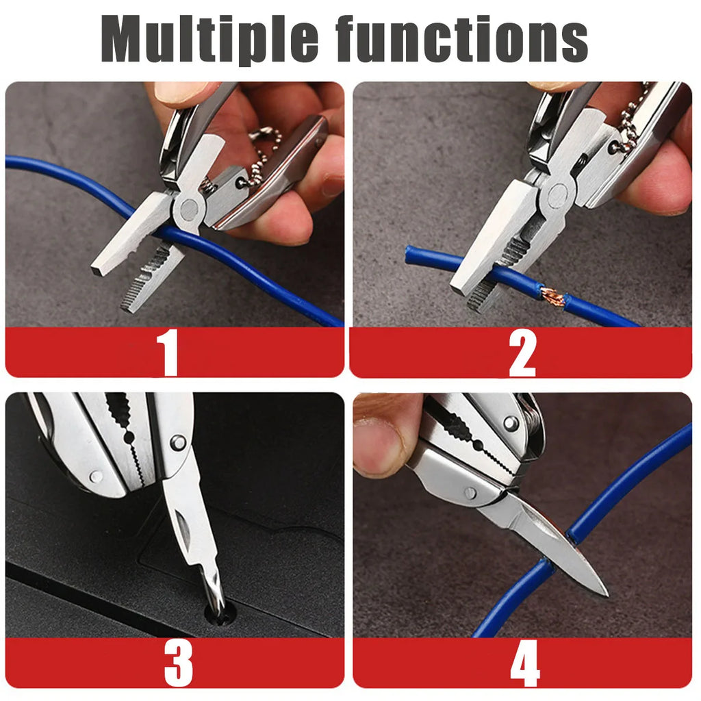 6-in-1 Mini-Schlüsselanhänger-Set, Multitool-Zange, multifunktionaler All-in-One-Schlüsselanhänger, Kreuzschlitzschraubendreher, Messer, Feile, Geschenke für Männer
