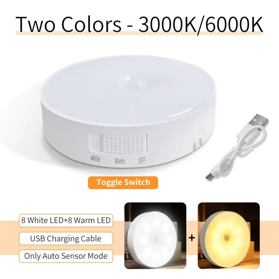 LED-Unterschrankleuchten mit Bewegungsmelder, Nachtlicht, wiederaufladbar, kabellose USB-Lampe für Treppen, Schrank, Küche, Schlafzimmer, Flur