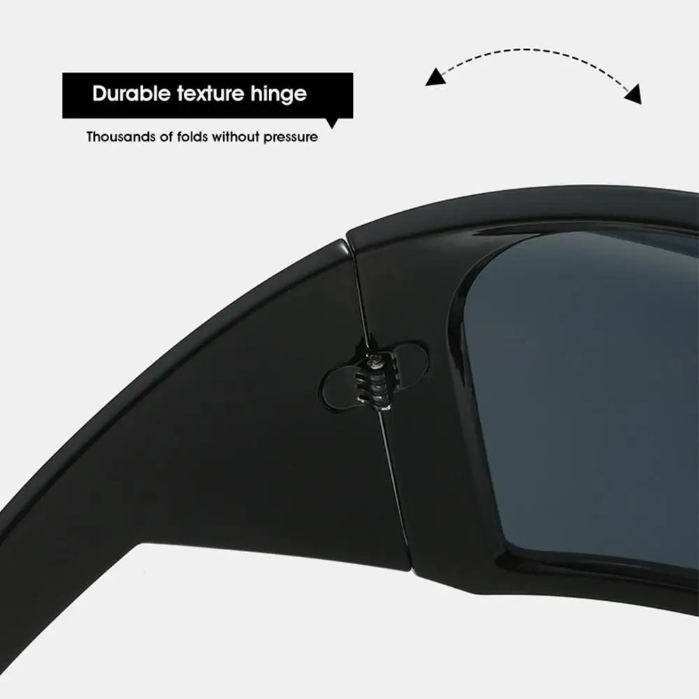 Futuristische Wrap-Around-Sonnenbrille Rave gebogene Linse UV400-Schutz 2000er Brillen übergroße Y2K-Sonnenbrille für Frauen und Männer