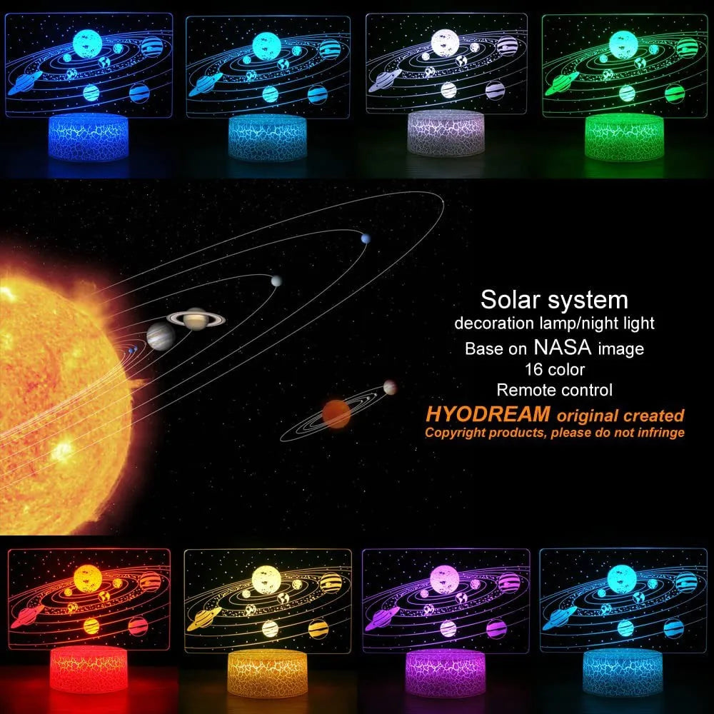 Sonnensystem neun Planeten Lava Dekor Nachtlicht Raum Universum 3d führte RGB Schlafzimmer schlafen Beistell tisch Lampe für Geburtstags geschenk