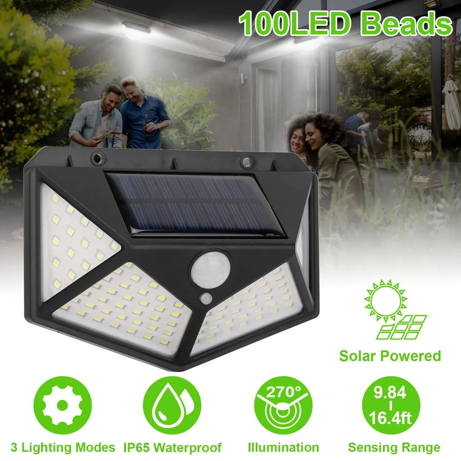 Multifunktionale Solarlampe für den Außenbereich, Gartendekoration, Solar-LED-Licht, wasserdicht, Sonnenlichtbetrieben, Strahler mit Bewegungssensor