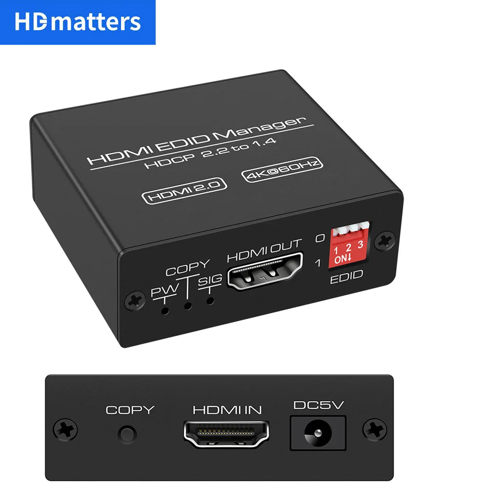 HDMI EDID Manager 4K 60Hz HDMI EDID Feeder EDID Emulator Emulation HDMI EDID Probleme Arzt HDMI 2.0 EDID Adapter Konverter