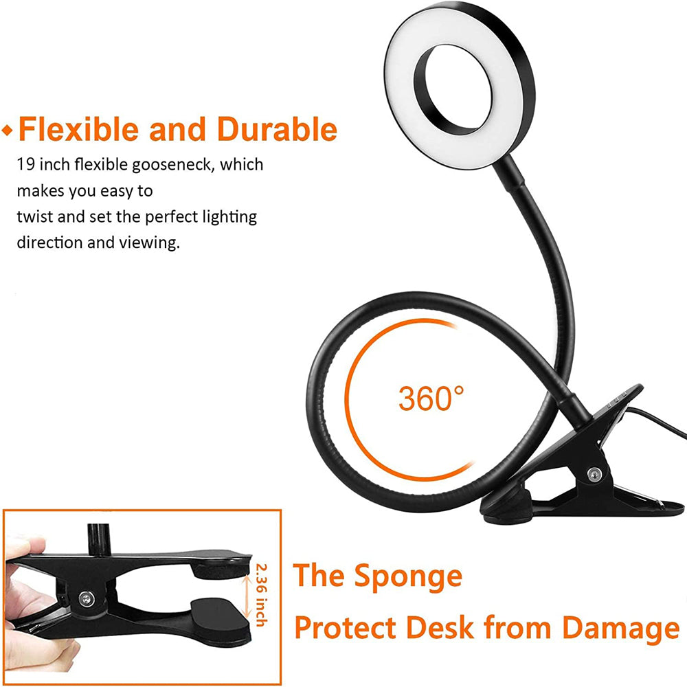 48 LEDs Clip-on-Schreibtischlampe 360 ° Flexible Schwanenhals-Lesetischleuchte, augenschonende USB-Klemme, Bücher, Nachtlicht, Arbeitszimmer, Leselicht