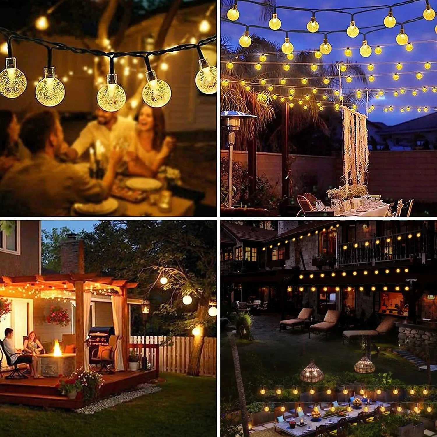 20-100LED Kristallkugel LED Solar Außenleuchte String Fairy Light Weihnachtskranz Garten Terrasse Party Außendekoration