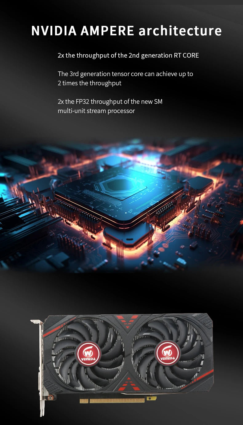 VEINEDA RTX3050 8 GB GDDR6 128 Bit Computer-Grafikkarte RTX 3050 8 GB Gaming-PC RTX 3070 DP*HDMI-kompatibles Video