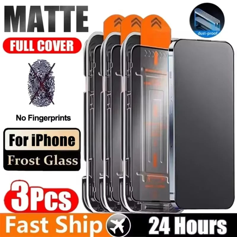 Oleophobe Beschichtung, staubfreie Installation, Displayschutzfolie für iPhone 17, 16, 13, 15, 11, 12, 14, Pro Max Air 16E, mattes Anti-Spion-Glas