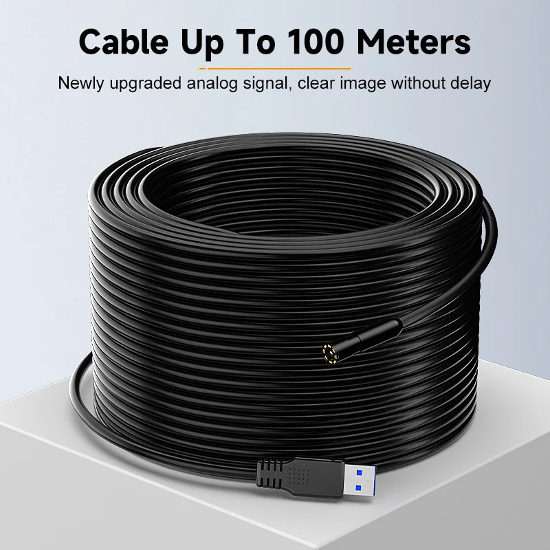 2–100 m Hand-Endoskopkamera, 8 mm, 1080P HD, 4,3 Zoll, geteiltes Design, industrielles Endoskop, IP67, starres Kabel zum Überprüfen von Autohren