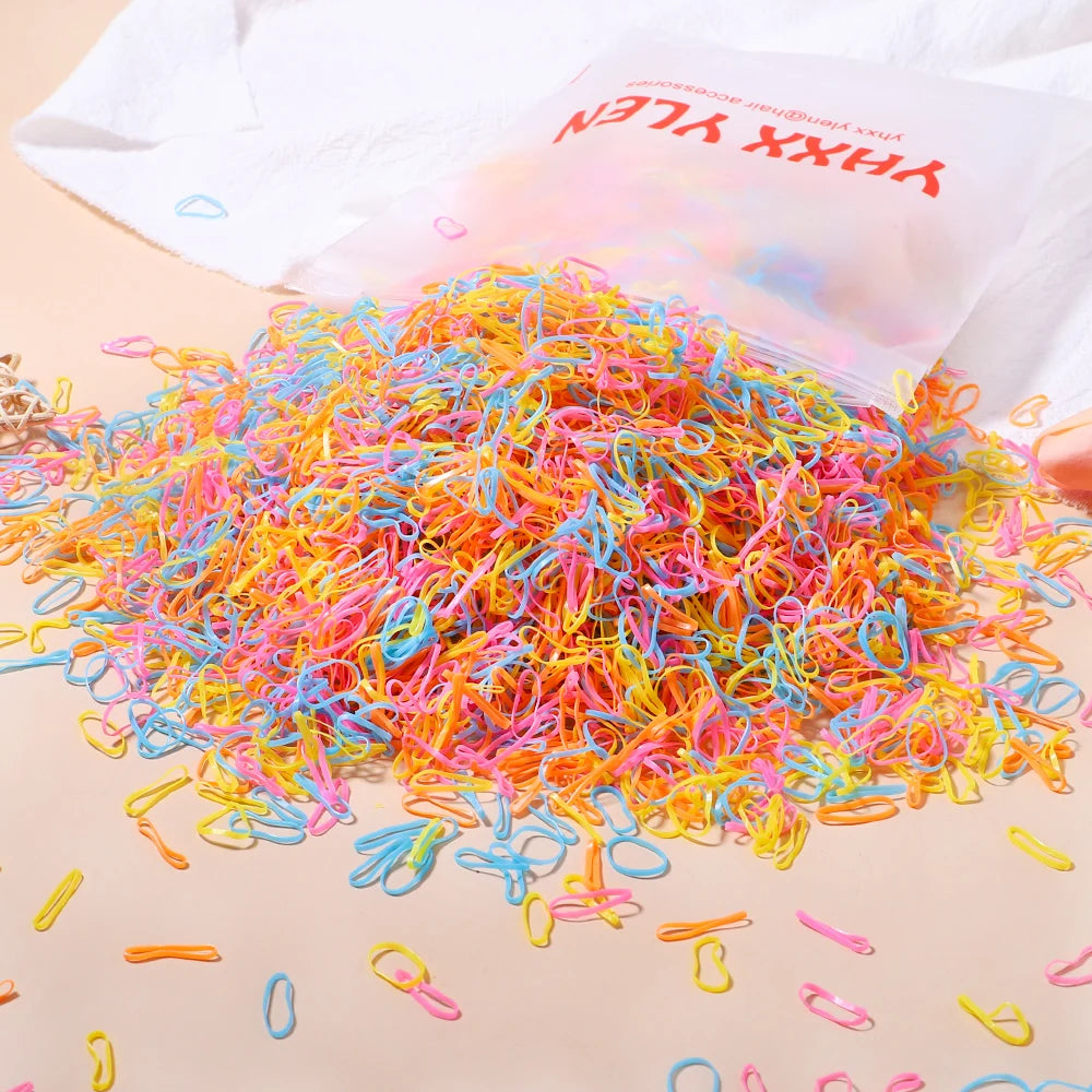 500/1000/2000 stücke Mädchen bunte Einweg Gummiband Haar gummis Stirnband Kinder Pferdes chwanz Halter Bänder Kinder Haarschmuck