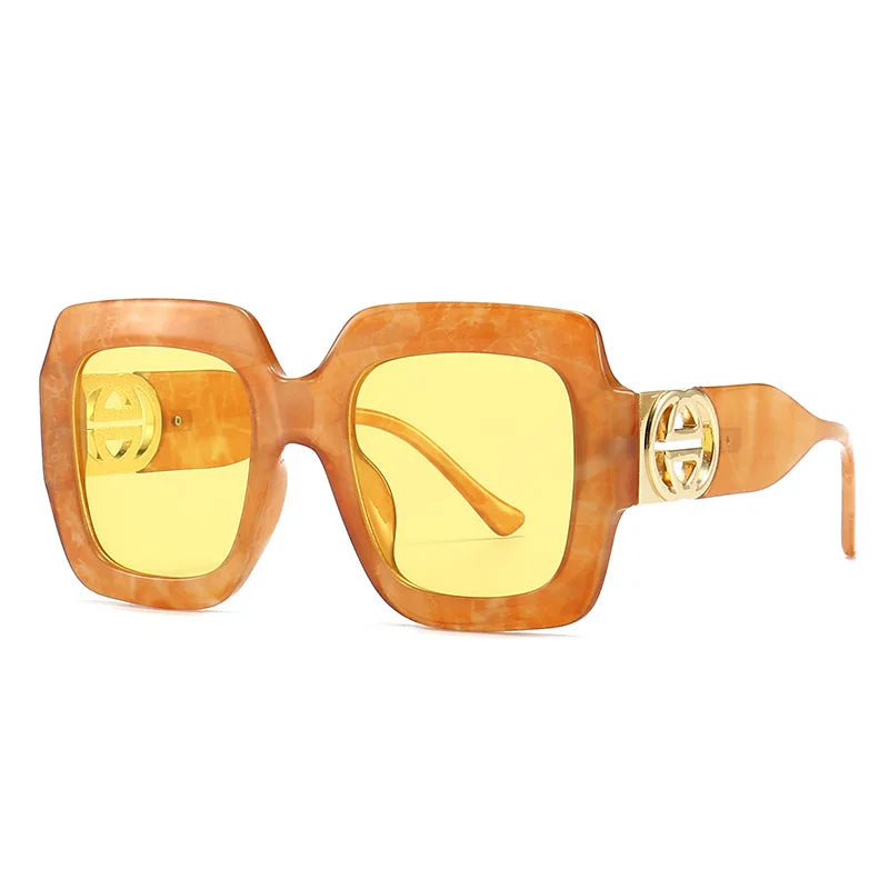 2024 Retro übergroße quadratische Sonnenbrille Frauen Luxusmarke Big Frame Sonnenbrille für Männer Vintage Punk Shades UV400 Tendy Brillen